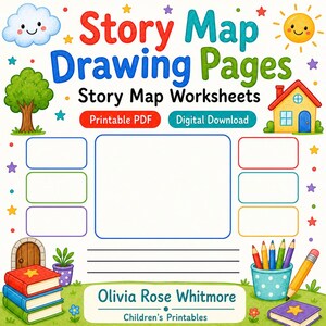 Pagine per disegnare mappe narrative / Schede di lavoro per mappe narrative / PDF stampabile / Download digitale immagine 1