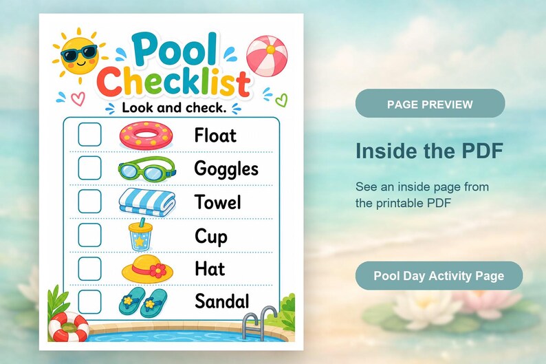 Pool Day Play Pages | Pool Activities for Kids | Printable PDF | Digital Download image 10