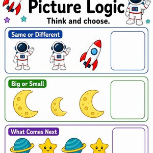 Space Logic Puzzles | Space Activity Sheets | Printable PDF | Digital Download image 7