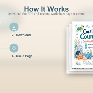 Coral Cove Counting | Werkbladen tellen | Afdrukbare pdf | Digitale download afbeelding 7
