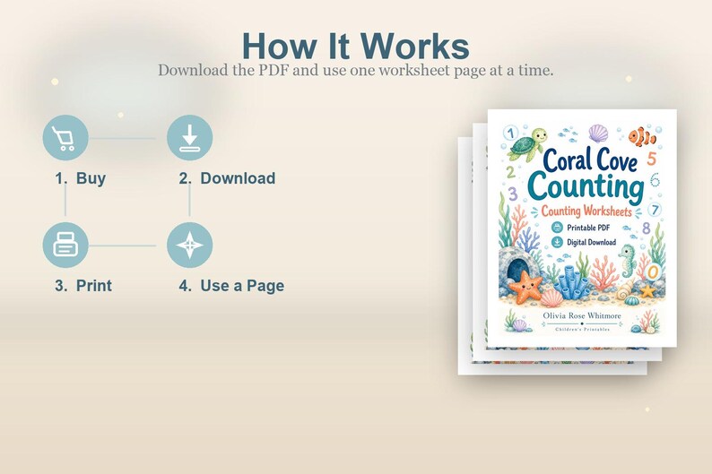 Coral Cove Counting | Werkbladen tellen | Afdrukbare pdf | Digitale download afbeelding 7