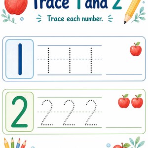 Apple Number Steps | Number Tracing Worksheets | Printable PDF | Digital Download image 3