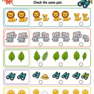 Same And Different Safari | Same and Different Worksheets | Printable PDF | Digital Download image 3