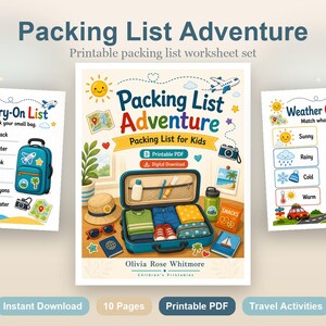 Lista de Itens para Viagem | Lista de Itens para Crianças | PDF para Imprimir | Download Digital imagem 2