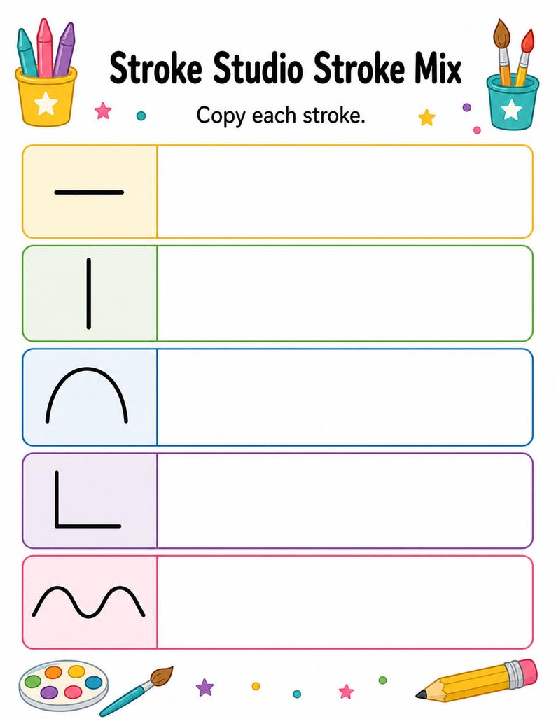 Stroke Practice Studio | Stroke Practice Worksheets | Printable PDF | Digital Download image 7