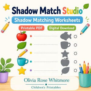 Shadow Match Studio | Shadow Matching Worksheets | Printable PDF | Digital Download image 1