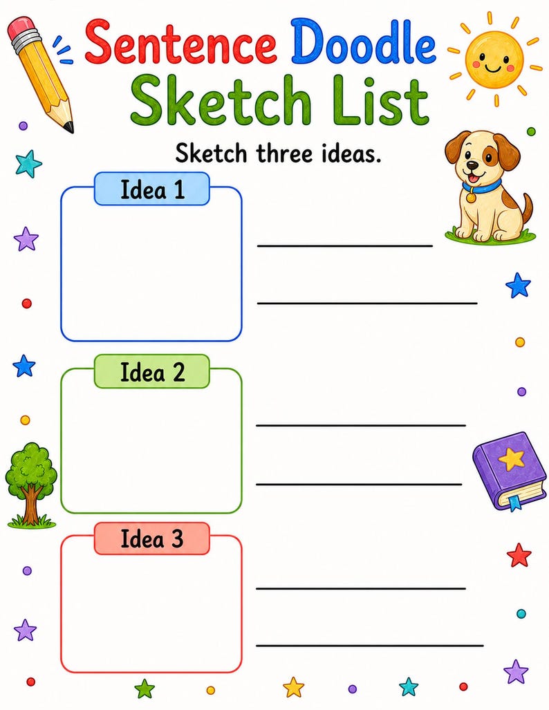 Sentence Builder Doodles | Sentence Writing Worksheets | Printable PDF | Digital Download image 6