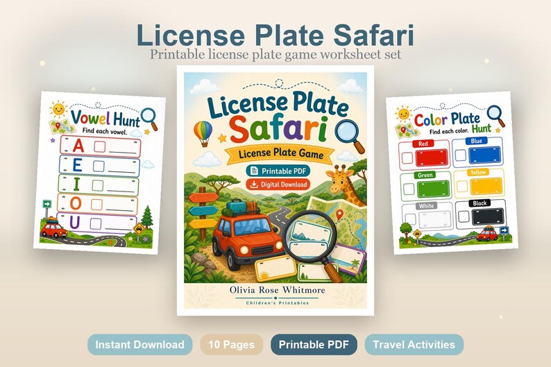 Safari con le targhe / Gioco con le targhe / PDF stampabile / Download digitale immagine 2