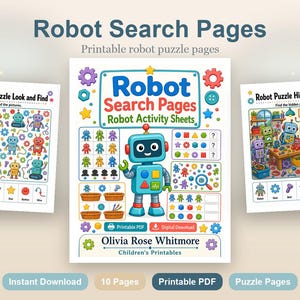 Robotsökningssidor | Robotaktivitetsblad | Utskrivbar PDF | Digital nedladdning bild 2