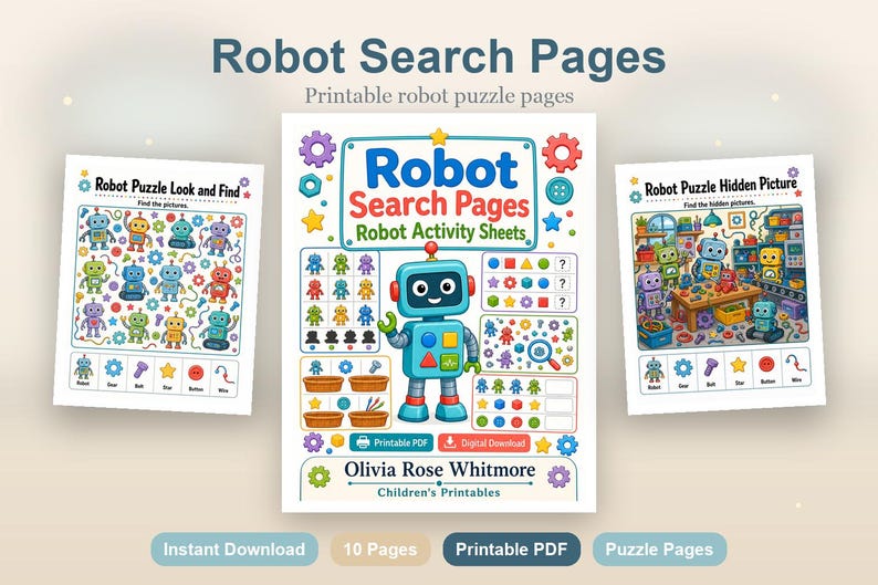 Robotsökningssidor | Robotaktivitetsblad | Utskrivbar PDF | Digital nedladdning bild 2