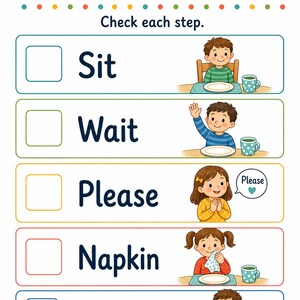 Mealtime Manners Cards | Manners Chart for Kids | Printable PDF | Digital Download image 6