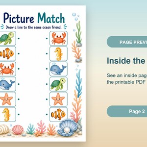 サンゴ礁の絵合わせ | 海洋生物のマッチングアクティビティ | 印刷可能なPDF | デジタルダウンロード 画像 10