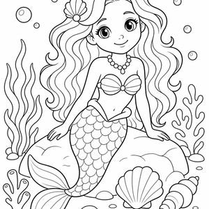 Mermaid Lagoon Coloring Pages | Mermaid Coloring Pages | Printable PDF | Digital Download image 3