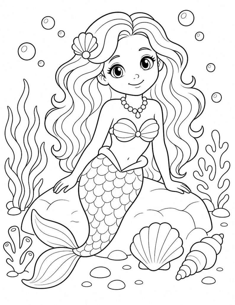 Mermaid Lagoon Coloring Pages | Mermaid Coloring Pages | Printable PDF | Digital Download image 3