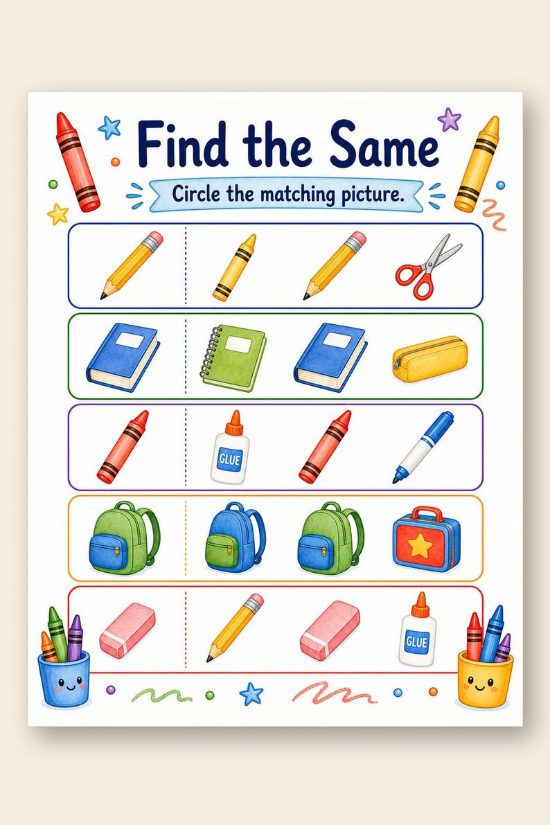 Same Different School | Same and Different Worksheets | Printable PDF | Digital Download image 9