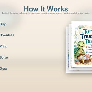 Turtle Treasure Tasks | Kids Activity Sheets | Printable PDF | Digital Download image 8