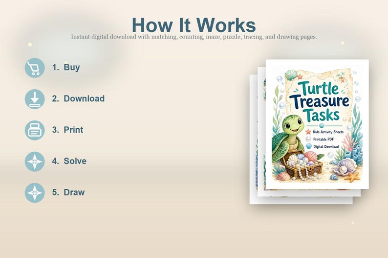 Turtle Treasure Tasks | Kids Activity Sheets | Printable PDF | Digital Download image 8