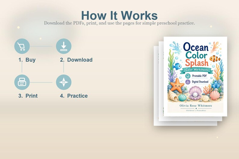 Ocean Color Splash | Color Worksheets | Printable PDF | Digital Download image 8