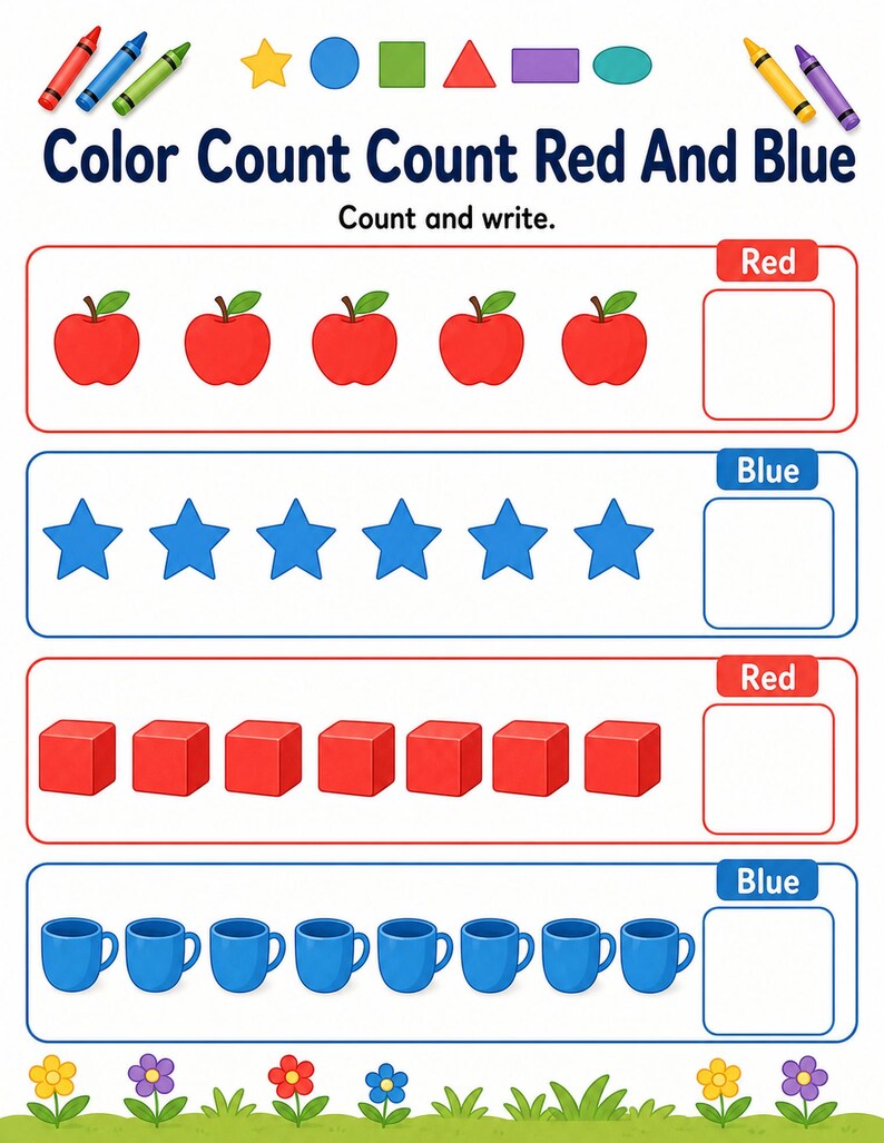 Color And Count Corner | Color and Count Worksheets | Printable PDF | Digital Download image 3