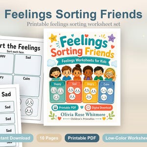 Gefühle Sortieren Freunde | Gefühle Arbeitsblätter für Kinder | Druckbare PDF | Digitaler Download Bild 2