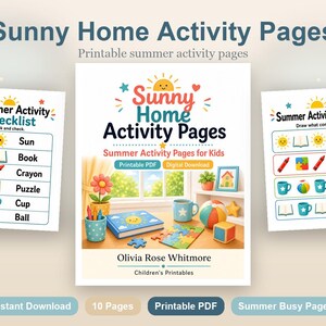 Sunny Home Activity Pages | Summer Activity Pages for Kids | Printable PDF | Digital Download image 2