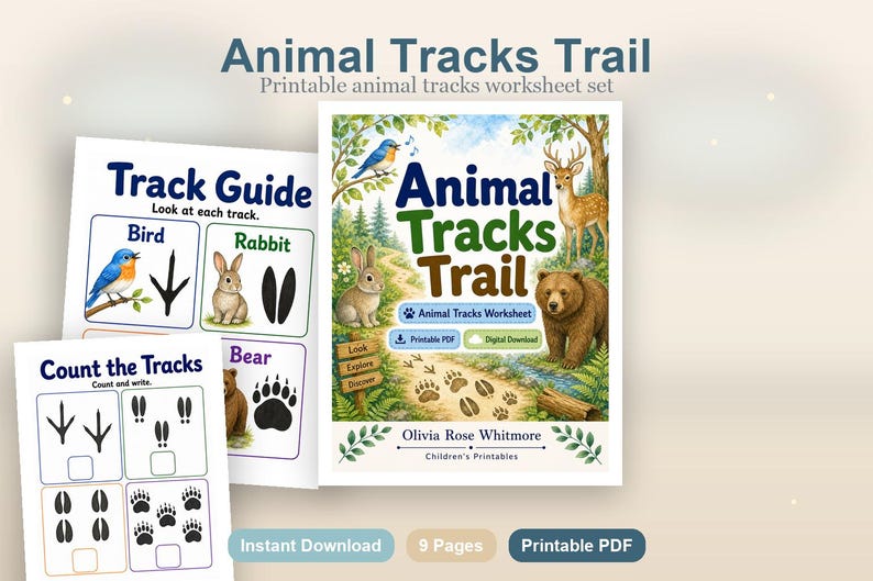 Animal Tracks Trail | Animal Tracks Worksheet | Printable PDF | Digital Download image 2
