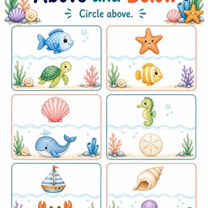 Seahorse Position Words | Position Worksheets | Printable PDF | Digital Download image 3