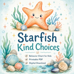 Starfish Kind Choices | Behavior Chart for Kids | Printable PDF | Digital Download image 1