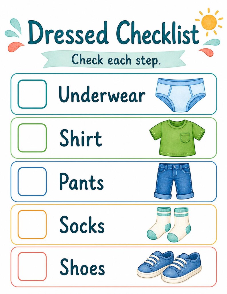 Dressed for the Day | Getting Dressed Visual Schedule | Printable PDF | Digital Download image 6