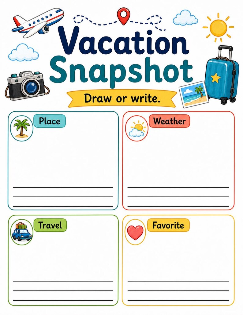 Vacation Journal Pages | Vacation Journal for Kids | Printable PDF | Digital Download image 3