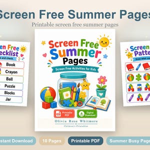 Screen Free Summer Pages | Screen Free Activities for Kids | Printable PDF | Digital Download image 2