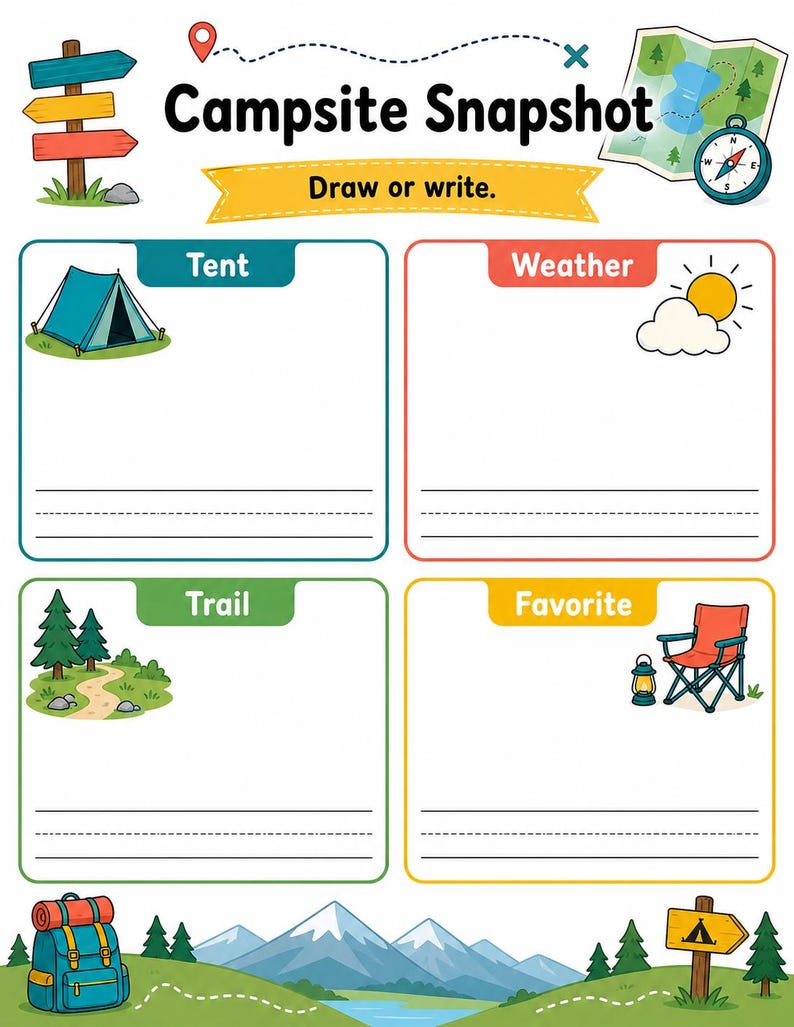Camping Explorer Pages | Camping Activities for Kids | Printable PDF | Digital Download image 3