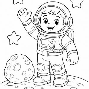 Disegni da colorare di esploratori spaziali / Disegni da colorare dello spazio / PDF stampabile / Download digitale immagine 4