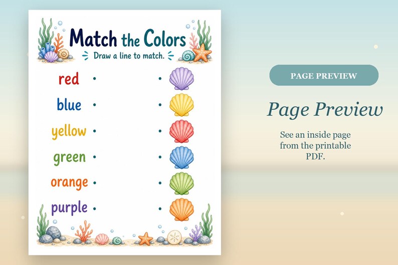 Ocean Color Splash | Color Worksheets | Printable PDF | Digital Download image 10