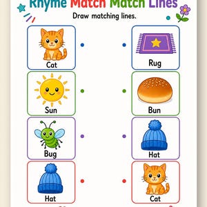 Rhyme Picture Match | Rhyming Worksheets | Printable PDF | Digital Download image 9