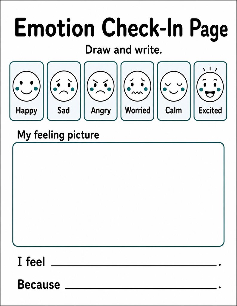 Registro de emociones arcoíris / Tabla de emociones para niños / PDF imprimible / Descarga digital imagen 7