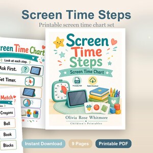 Pasos para controlar el tiempo frente a la pantalla / Tabla de control del tiempo frente a la pantalla / PDF imprimible / Descarga digital imagen 2