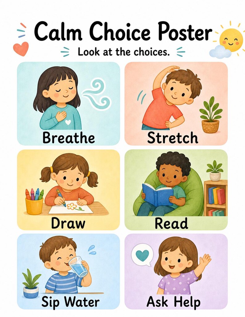 Calm Choice Board | Calm Down Choice Board | Printable PDF | Digital Download image 3