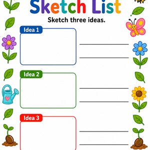 Jardim para Desenhar e Escrever | Folhas de Atividades para Desenhar e Escrever | PDF para Imprimir | Download Digital imagem 6