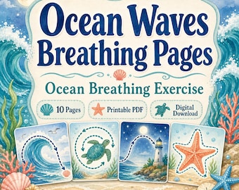 Ocean Waves Breathing Pages | Ocean Breathing Exercise | Printable PDF | Digital Download