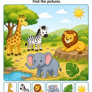 Odd One Out Safari | Visual Discrimination Worksheets | Printable PDF | Digital Download image 4