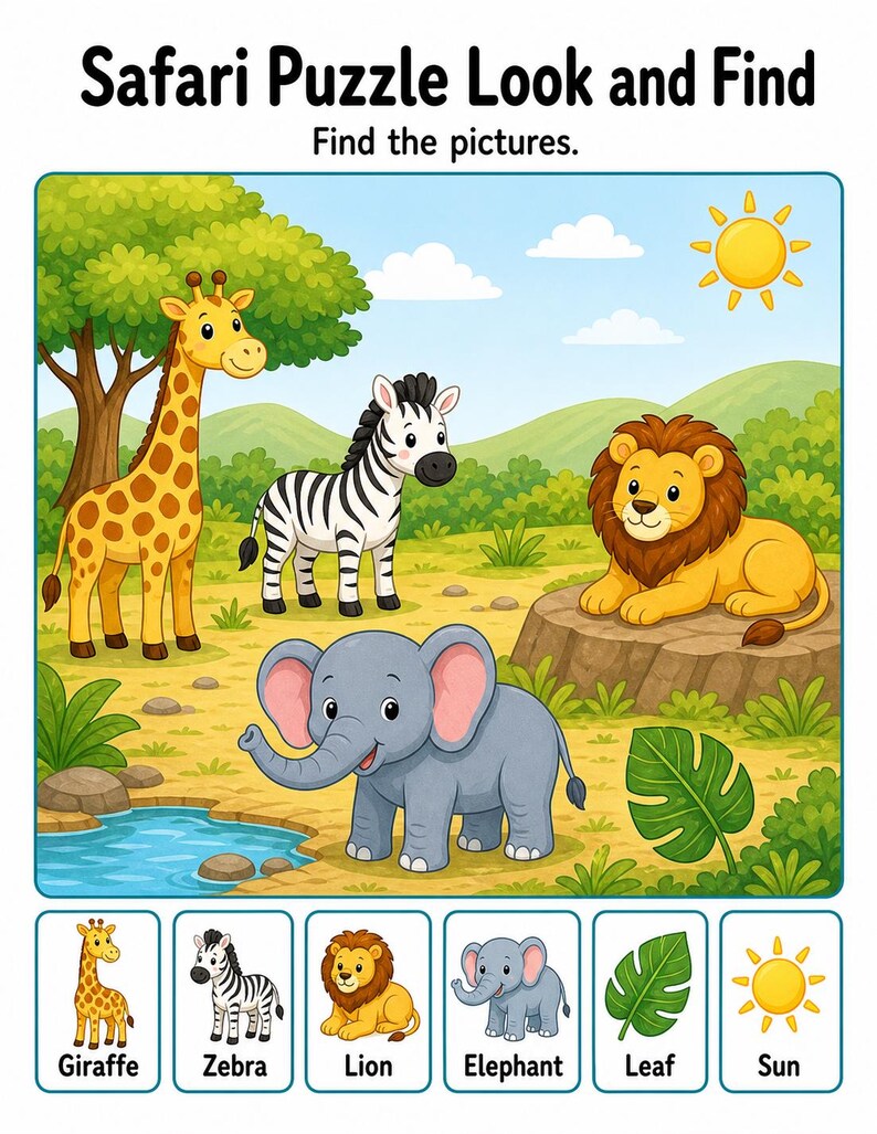Odd One Out Safari | Visual Discrimination Worksheets | Printable PDF | Digital Download image 4