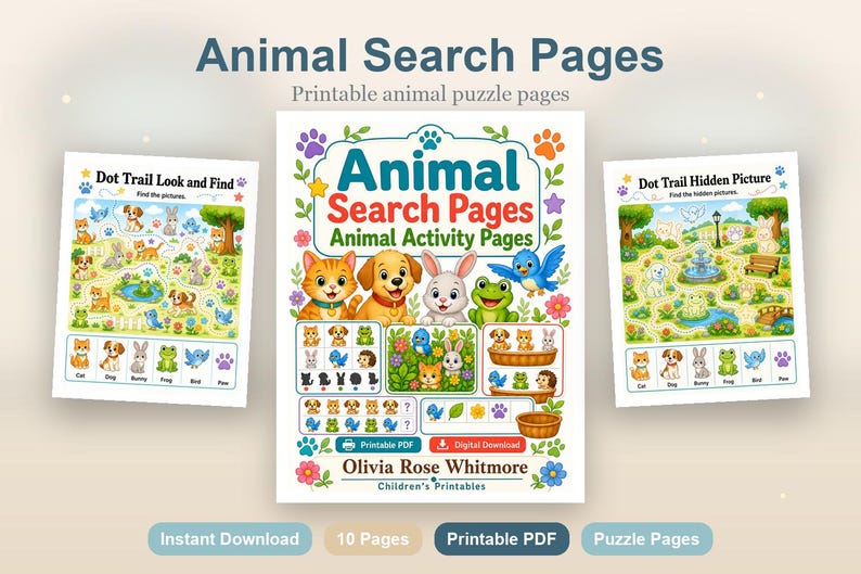 Animal Search Pages | Animal Activity Pages | Printable PDF | Digital Download image 2