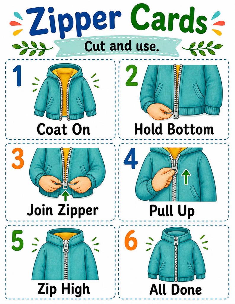 Zip Up Jacket | Zipper Practice | Printable PDF | Digital Download image 4