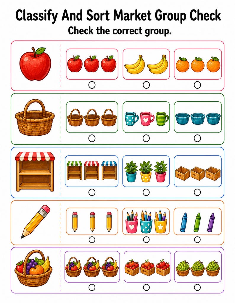 Classify And Sort Market | Classification Worksheets | Printable PDF | Digital Download image 4