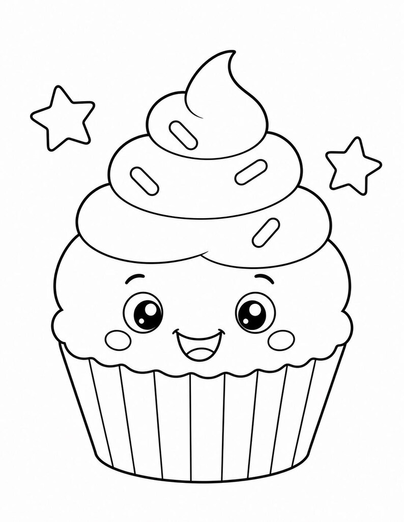 Disegni da colorare di dolci amici / Disegni da colorare di cibo carino / PDF stampabile / Download digitale immagine 3