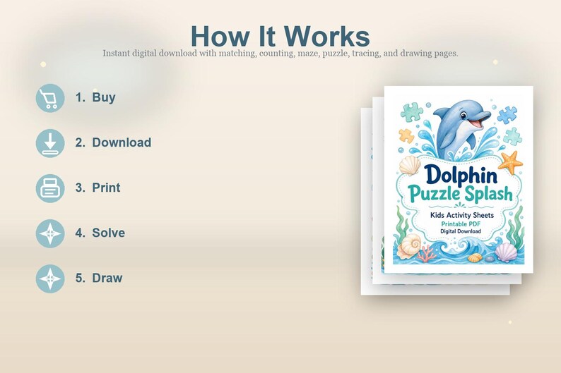Dolphin Puzzle Splash | Kids Activity Sheets | Printable PDF | Digital Download image 4