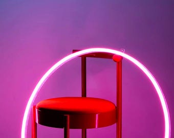 Stor cirkelformad halo-neonskylt, batteridriven trådlös LED-ring, cyberpunk-väggdekoration för sovrum