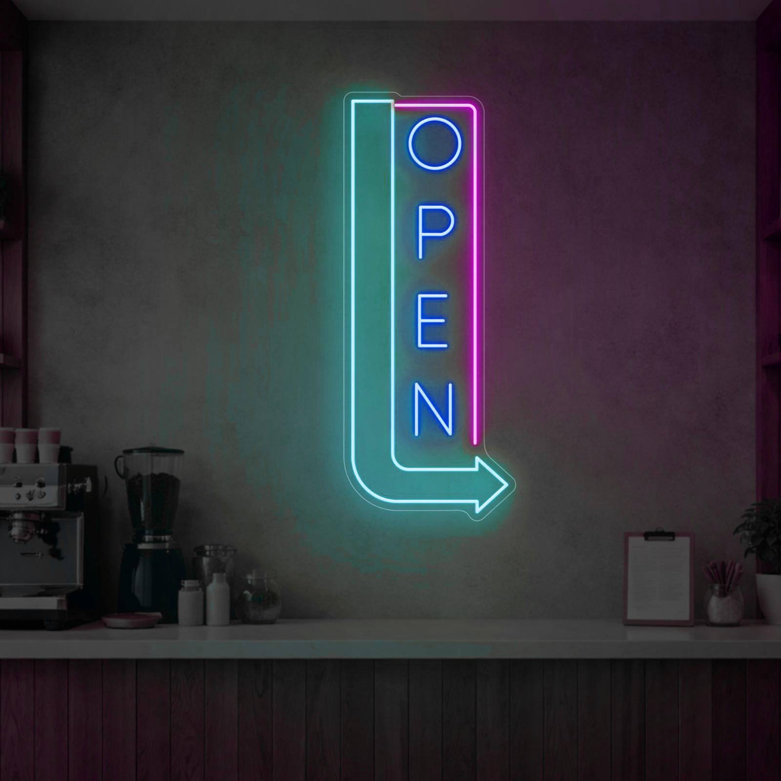 LED-Offen-Schild 61x30,5 Cm – Leuchtstark Mit Fernbedienung, Blau-rot, 12V/2A, Für Läden, Restaurants & Bars