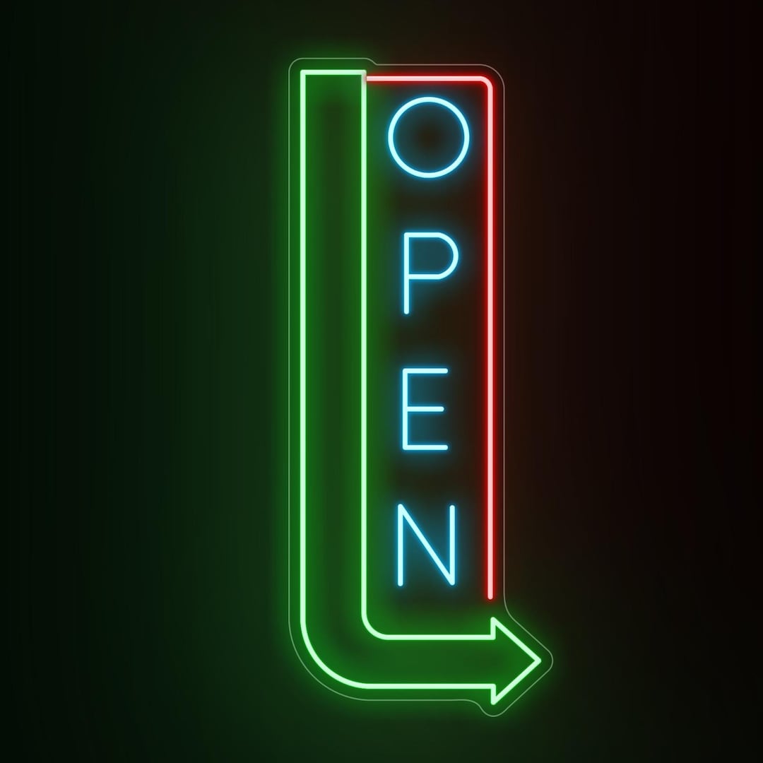 Business Open Direction Arrow Neon Sign, Open Light Sign With Arrow ...